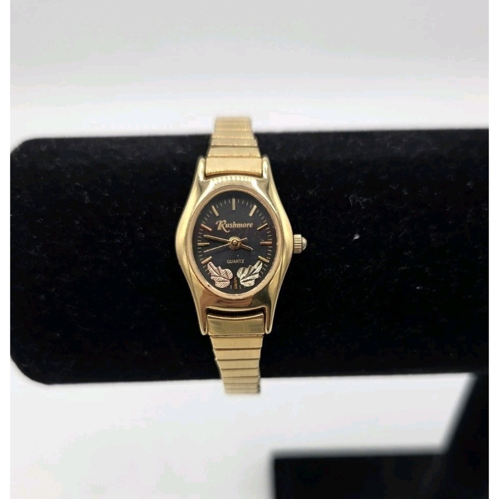 Rushmore Black Hills Gold Womens Quartz Watch With Black Dial & Gold-Tone Expand